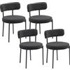 HOMCOM Set da 4 sedie da sala da pranzo con schienale in tessuto gambe in acciaio 51 x 51 x 76 cm nero | Aosom Italy