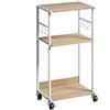 HOMCOM 3-Livelli Stampante Supporto con Ruote e Ganci, Tavolino Moderno, Naturale. | Aosom Italy