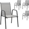 Outsunny Sedie da giardino Set da 4 Sedie impilabili per terrazza con schienale traspirante, braccioli, portata 120 kg | Aosom Italy