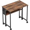 HOMCOM Scrivania pieghevole su ruote 80 x 50 cm con ripiano e borsa portaoggetti, marrone rustico | Aosom Italy