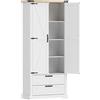 HOMCOM Credenza alta da cucina, armadio da cucina con 2 porte, 2 cassetti, ripiani regolabili, stile rustico, 76x40x180cm, bianco | Aosom Italy