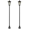 Outsunny Set di 2 Lampioni Solari da Giardino 1.86m, Lampade Stradali Acciaio Inox | Aosom Italy
