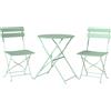 Outsunny Bistrò Set Giardino: Tavolo Rotondo e Sedie Pieghevoli per 2, Verde Chiaro. | Aosom Italy