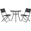 Outsunny Set da Bistrò da 3 Pezzi con 2 Sedie Texteline, Tavolo Semicircolare in Vetro Temperato, Nero | Aosom Italy