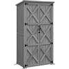 Outsunny Armadio da giardino, capanno da giardino su piedistallo, con 2 ripiani, tetto inclinato e bitumato, in legno massiccio, 90x54,5x168,5cm, grigio | Aosom Italy