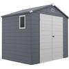 Outsunny Capanno da giardino in resina 4,56 m² con kit di fondazione zincato struttura in alluminio 240 x 190 x 228 cm grigio scuro | Aosom Italy