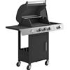 Outsunny Gas BBQ, 3 Burners, Side Burner, Cast Iron Grills, Side Tables Included. | Aosom Italy