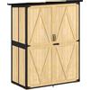 Outsunny Armadio da giardino in legno e acciaio, armadio per attrezzi outdoor con tetto in asfalto, 2 ripiani, porte richiudibili, legno naturale | Aosom Italy