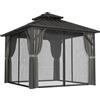 Outsunny Gazebo 3 x 3 m con tetto rigido e struttura in alluminio, tetto doppio in acciaio galvanizzato, grigio scuro | Aosom Italy
