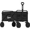Outsunny Carrello da Giardino Pieghevole 90L con Manico Regolabile e Portabicchieri, Nero | Aosom Italy