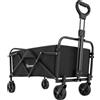 Outsunny Carrello da Giardino Pieghevole 66L con Manico Regolabile e Portabicchieri, Nero | Aosom Italy