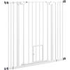 PawHut Cancellino per Cani Regolabile Alto con Porta Piccola e Chiusura Automatica, 74-101x104cm, Bianco | Aosom Italy