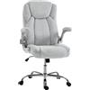 HOMCOM Sedia Ergonomica, Schienale Alto Velluto Stampato, Braccioli Ribaltabili, Bianco Crema | Aosom Italy