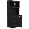 HOMCOM Buffet alto per cucina, armadio da cucina con 4 ante, cassetto, piano di lavoro, ripiani regolabili, 80x48x170cm, nero | Aosom Italy