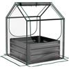 Outsunny Cassone da giardino con mini serra, fioriera rialzata in acciaio zincato, 70 x 70 x 90 cm, grigio scuro | Aosom Italy