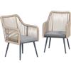 Outsunny Set di 2 Sedie da Giardino in Rattan con Cuscini Braccioli e Telaio in Acciaio per Terrazza 54x65x80 cm Grigio | Aosom Italy
