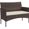 Outsunny Divano da Giardino 2 Posti con Cuscini e Tappetini Antiscivolo, in Rattan e Acciaio, 115x63x85 cm, Beige | Aosom Italy