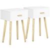 HOMCOM Set 2 Comodini per Camera da Letto con Cassetto, in Legno, 40.5x30.5x60 cm, Color Rovere e Bianco | Aosom Italy