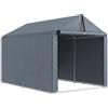 Outsunny Tenda Garage con Copertura Rinforzata Impermeabile e Ingresso Zip, in Acciaio Zincato, 162x221.5x163 cm, Grigio | Aosom Italy