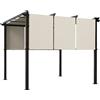 Outsunny Pergola con 3 teli scorrevoli 3 x 3 x 2,38 m struttura in acciaio nera telo in poliestere ad alta densità beige | Aosom Italy
