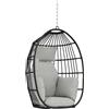 Outsunny Poltrona Sospesa a Uovo con Gancio, Cuscino e Poggiatesta, in Acciaio e Poliestere, 75x62x107 cm, Grigio | Aosom Italy