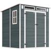 Outsunny Capanno da giardino in plastica 1,83 x 1,83 m, effetto legno, con pavimento, finestre, porte bloccabili e prese d'aria, grigio | Aosom Italy