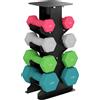 SPORTNOW Set 8 Manubri Pesi Esagonali Antiscivolo con Supporto, in Metallo e Plastica, Multicolore | Aosom Italy