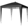 Outsunny Gazebo 3x3 m Pieghevole ad Altezza Regolabile con Luce Centrale e Telecomando, in Metallo e Poliestere, Nero | Aosom Italy