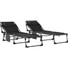 Outsunny Set 2 Lettini Prendisole da Giardino Pieghevoli e Reclinabili su 5 Livelli con Cuscini, 57x200x38 cm, Nero | Aosom Italy