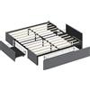 HOMCOM Struttura Letto Matrimoniale a Doghe con 3 Cassetti, in Legno, Poliestere e Metallo, 165x193x30 cm, Grigio | Aosom Italy