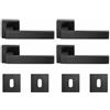 bricoleva.it 2 Coppie Maniglie Porta Interna Nera Disponibile in più Varianti - Maniglia Quadrata Colore Nero (Nina - 2 Coppie)