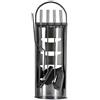 Valo Helsinki VK000302 - Set di posate per camino, 4 pezzi, con scopa, pala, pinza per presa e grembiule, set per camino con supporto, in acciaio INOX