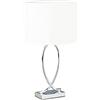 Relaxdays Lampada da tavolo comodino argento paralume tondo struttura ferro HLP: 51x28x28 cm bianco