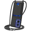 SLWYF Custodia per Motorola S50 Neo/Edge 50 Susion/Moto G85 Cover con cordino regolabile, con porta carte, Silicone Antiurto TPU Regolabile Stylish custodia a tracolla per Motorola Moto G85, Nero