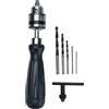 Acouto Trapano a Manovella con 5 Punte da 0,6 a 6 mm, Trapano Manuale in Acciaio al Carbonio con Mandrino a Chiave, Mini Trapano a Morsetto per Legno, Plastica e Gioielli