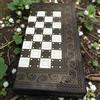 Senza marchio Set Scacchi Backgammon Completo Fatto a Mano X Grande Tavola in Legno...