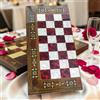 Senza marchio Set scacchi backgammon combinato fatto a mano in legno massello intarsiato...