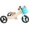 Does not apply Biciclettina Triciclo Turchese in Legno, 4 in 1 Con Sella Regolabile E Ruote Gom