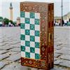 Senza marchio Set backgammon in legno fatto a mano intarsio a mosaico 13,8" - gioco da viag...