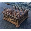 Senza marchio Antico set di scacchi puzzle - scacchiera fatta a mano con conservazione...