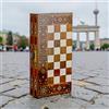 Senza marchio Set backgammon in legno da tavolo a mosaico fatto a mano - gioco premium 13,8...