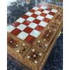 Senza marchio Set Backgammon Gioco fatto a mano in legno massello con intarsio a mosaico 13...