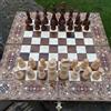 Senza marchio Set scacchi backgammon fatti a mano in legno massello con intarsio a mosaico ...