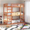 vidaXL Letto Castello Triplo Marrone Cera 90x200cm Legno Massello Pino vidaXL