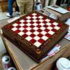 Senza marchio Scacchiera in legno 15" fatta a mano di lusso con cassetto portaoggetti in le...