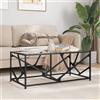 vidaXL Tavolini con Piano Vetro Trasparente 2 pz 98,5x50x41cm Acciaio vidaXL