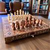 Senza marchio Set scacchi backgammon fatti a mano gioco in legno massello dama da tavolo...
