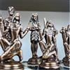 Senza marchio Antico set scacchi fatto a mano Cleopatra Faraone pezzi legno marmo tavola re...