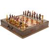 Senza marchio Set scacchi con scacchiera in legno dipinta a mano egiziano vs romano 15,3"