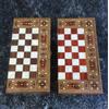 Senza marchio Set di 2 - Set Backgammon fatti a mano gioco in legno intarsiato 13,8" - (spe...